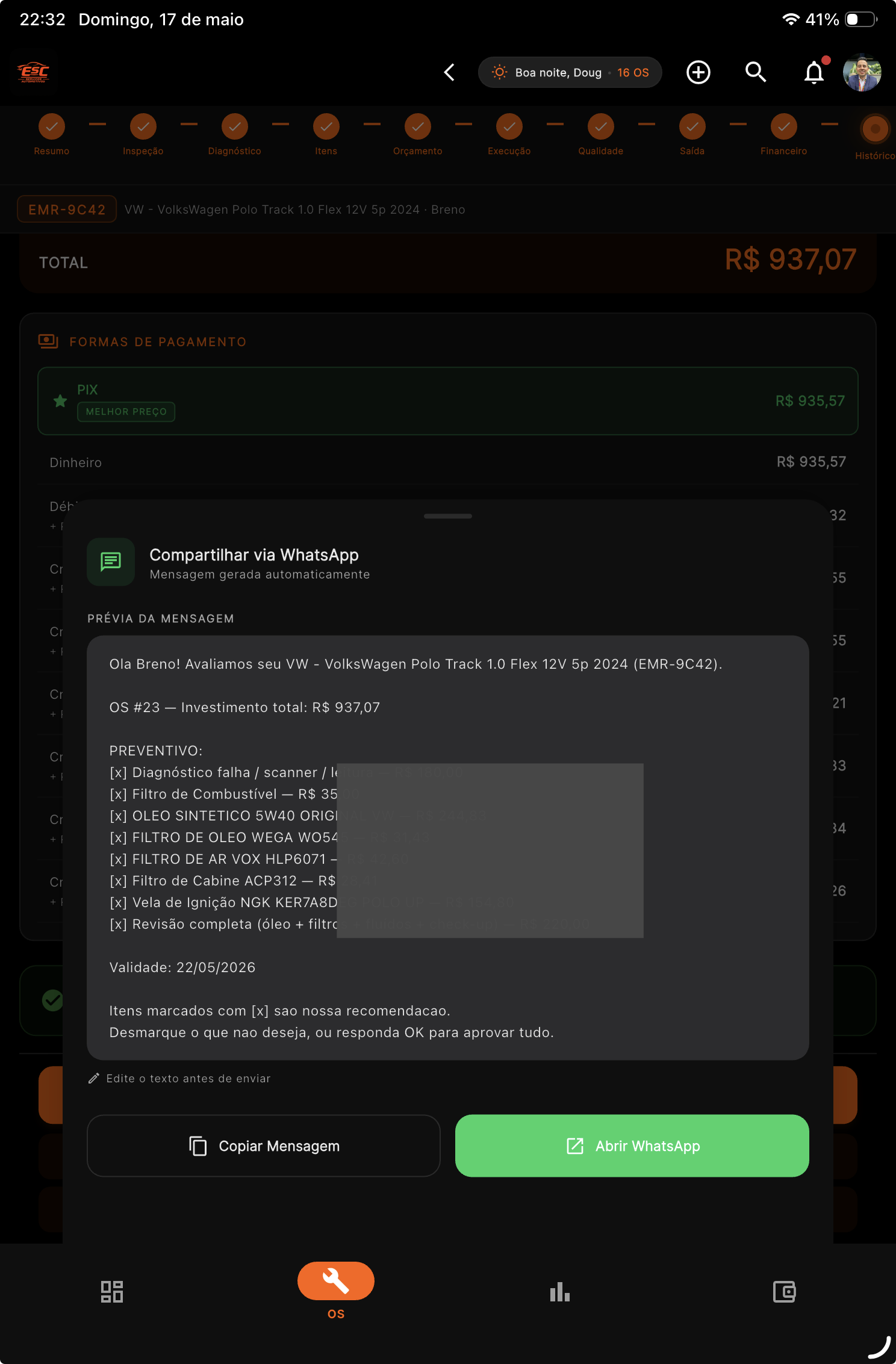 Orçamento item-a-item